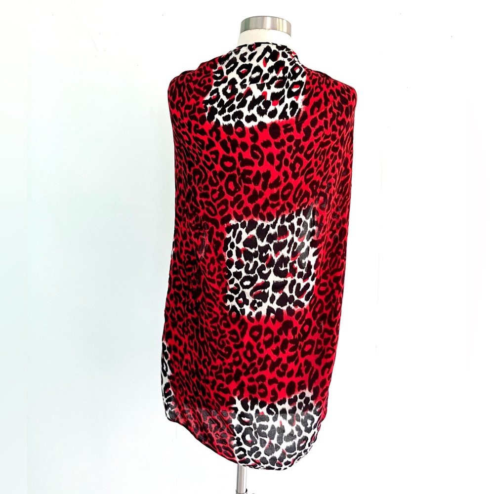 Echo rayon red white & black leopard print made in Japan scarf